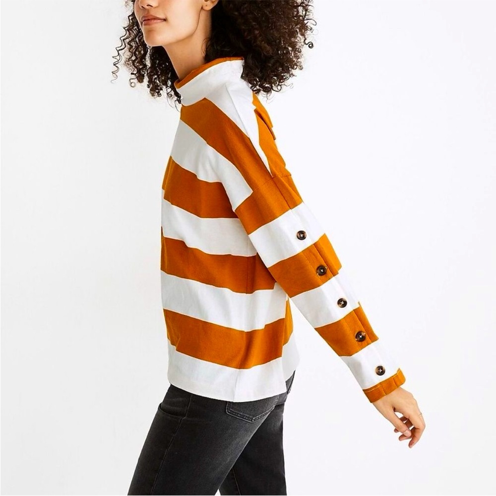 Madewell stripped mock turtle neck, size XL